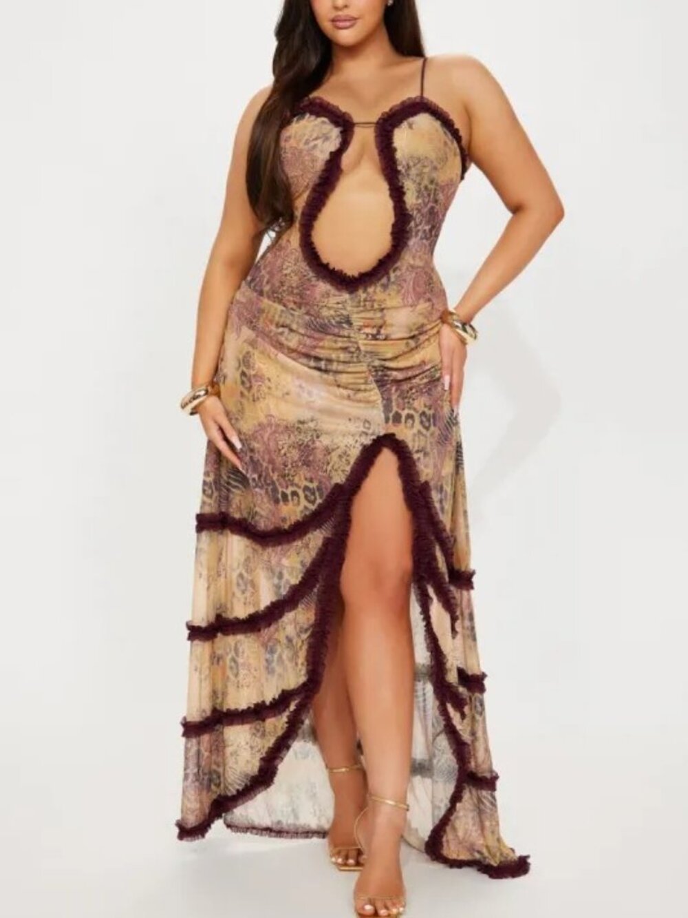 Fashion Nova Up To The Wild Maxi Dress - Yellow/combo